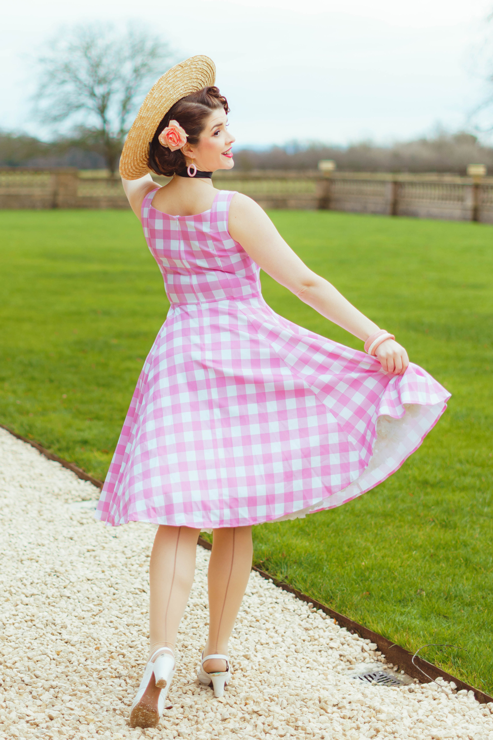 Pink Meadow Check Dress